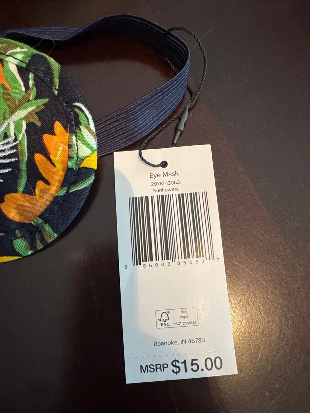 Vera Bradley Floral Sunflower Sleep Mask - Black, Yellow, Green, Orange